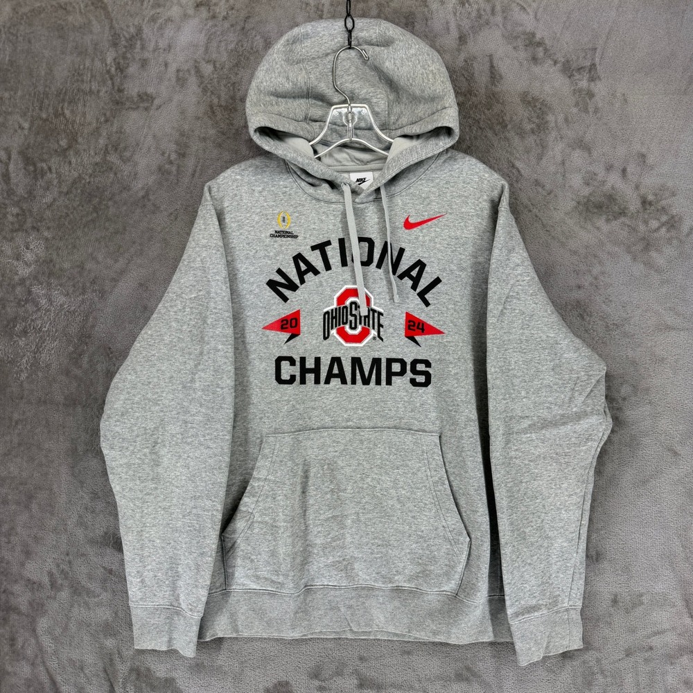 Ohio State Nike Hoodie Men L 2024 National Champs Gray NCAA Football EUC